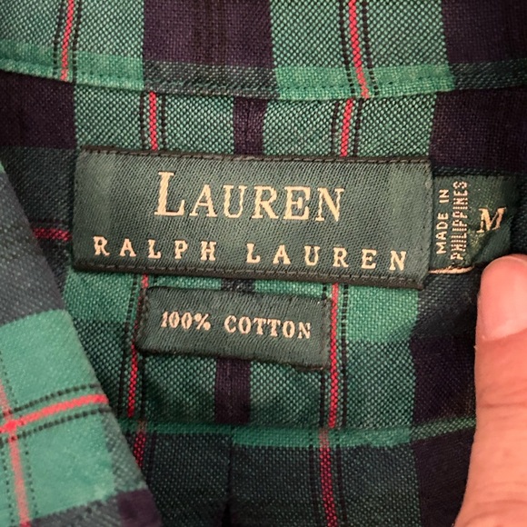 Ralph Lauren Plaid Button Down Long Sleeve Cotton Double L Crest Shirt Medium - Picture 12 of 13
